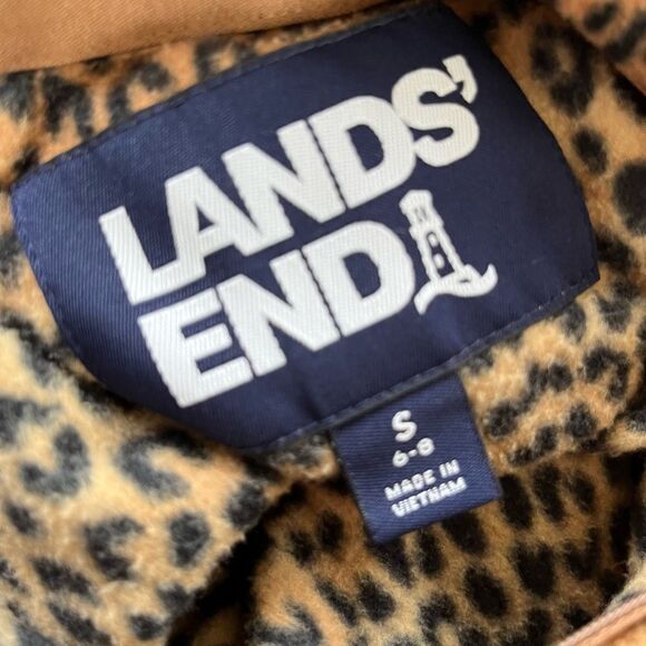 Lands End Womens Fleece 1/4 Zip Cheetah Print Pullover Size Small (6-8) - Picture 6 of 6